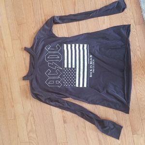 Chaser dark gray cutout shoulder l/s top size xs work once.